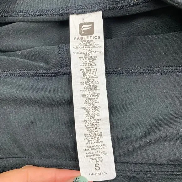 Fabletics Mesh Powerhold Capri Leggings Mid Rise Floral Black UPF 50+ Size Sm - Picture 6 of 7